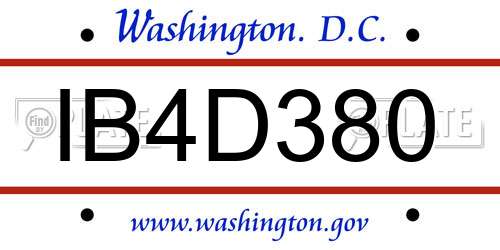 IB4D380 District Of Columbia License Plate
