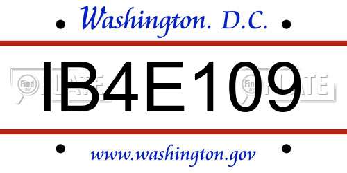 IB4E109 District Of Columbia License Plate