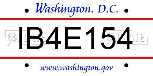 IB4E154 District Of Columbia License Plate