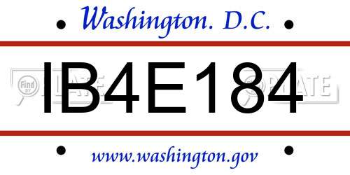 IB4E184 District Of Columbia License Plate