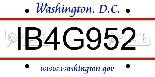 IB4G952 District Of Columbia License Plate