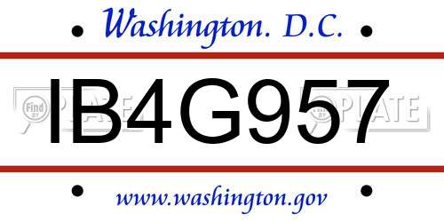 IB4G957 District Of Columbia License Plate