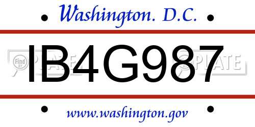 IB4G987 District Of Columbia License Plate