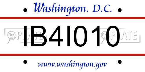 IB4I010 District Of Columbia License Plate