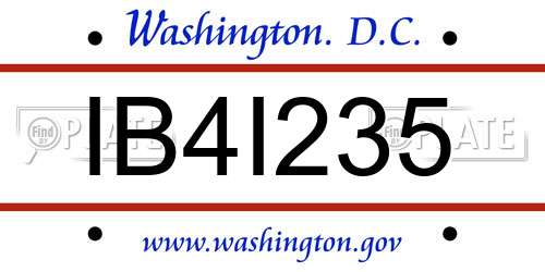 IB4I235 District Of Columbia License Plate