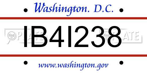 IB4I238 District Of Columbia License Plate