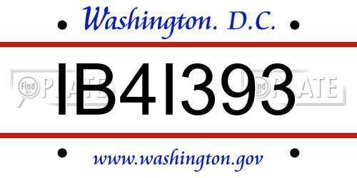 IB4I393 District Of Columbia License Plate