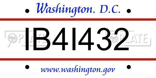IB4I432 District Of Columbia License Plate