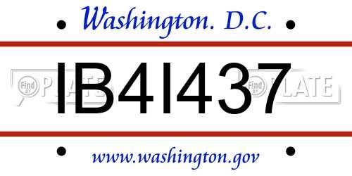 IB4I437 District Of Columbia License Plate