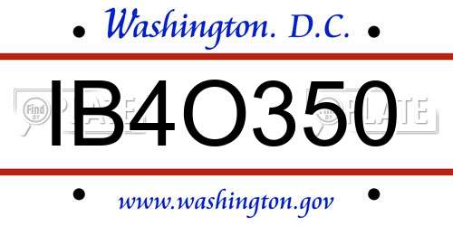 IB4O350 District Of Columbia License Plate
