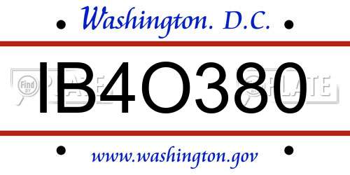 IB4O380 District Of Columbia License Plate