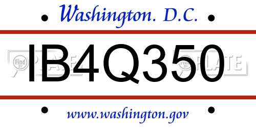 IB4Q350 District Of Columbia License Plate
