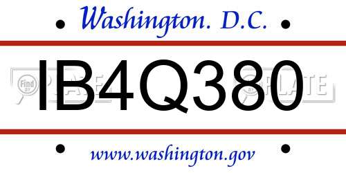 IB4Q380 District Of Columbia License Plate