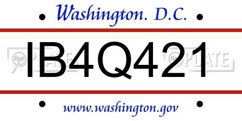 IB4Q421 District Of Columbia License Plate