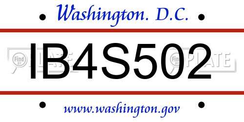 IB4S502 District Of Columbia License Plate