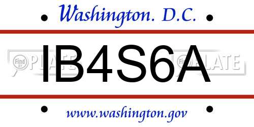 IB4S6A District Of Columbia License Plate