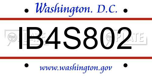 IB4S802 District Of Columbia License Plate