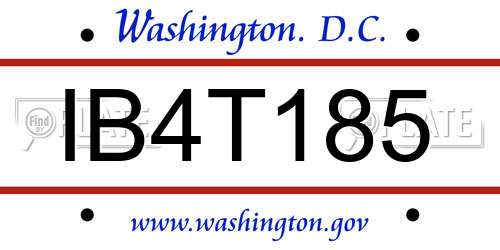 IB4T185 District Of Columbia License Plate