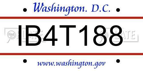IB4T188 District Of Columbia License Plate
