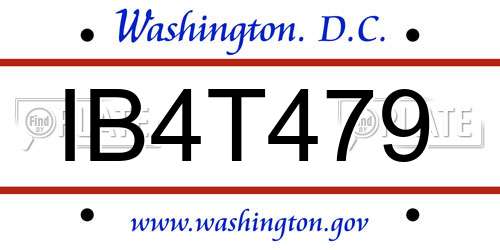 IB4T479 District Of Columbia License Plate