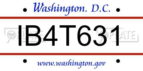 IB4T631 District Of Columbia License Plate
