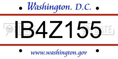 IB4Z155 District Of Columbia License Plate