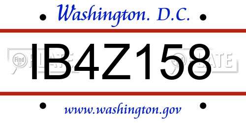 IB4Z158 District Of Columbia License Plate