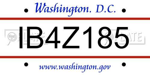 IB4Z185 District Of Columbia License Plate