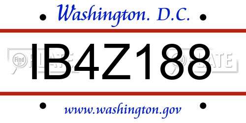 IB4Z188 District Of Columbia License Plate