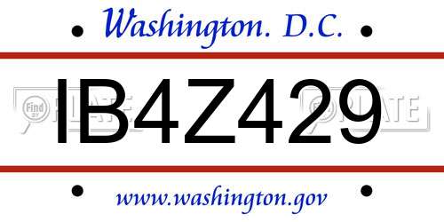 IB4Z429 District Of Columbia License Plate