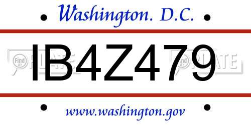 IB4Z479 District Of Columbia License Plate