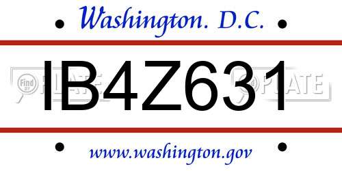 IB4Z631 District Of Columbia License Plate