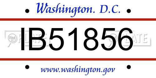 IB51856 District Of Columbia License Plate