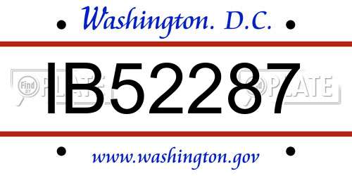 IB52287 District Of Columbia License Plate