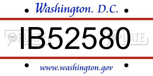 IB52580 District Of Columbia License Plate
