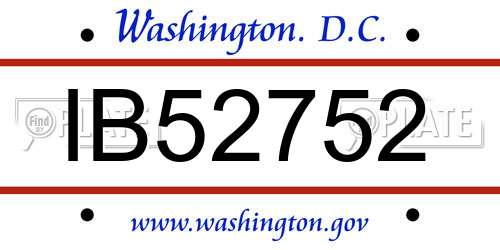 IB52752 District Of Columbia License Plate