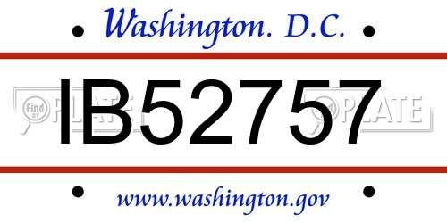 IB52757 District Of Columbia License Plate