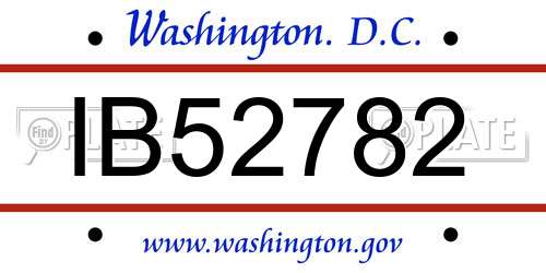IB52782 District Of Columbia License Plate