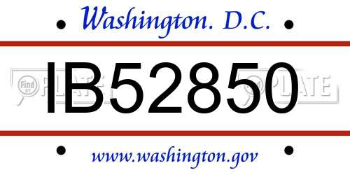 IB52850 District Of Columbia License Plate