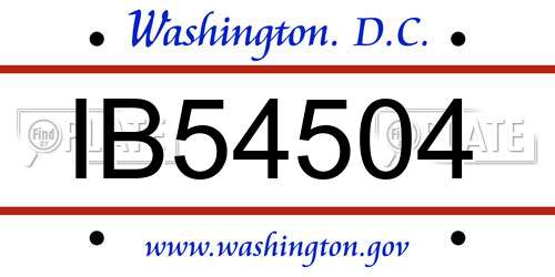 IB54504 District Of Columbia License Plate