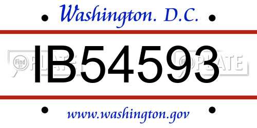 IB54593 District Of Columbia License Plate