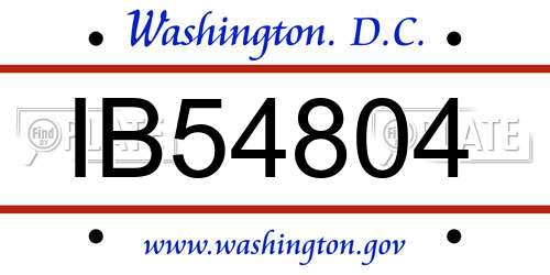 IB54804 District Of Columbia License Plate