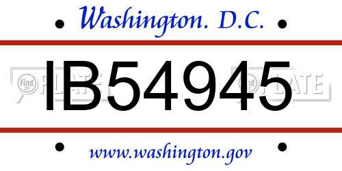 IB54945 District Of Columbia License Plate