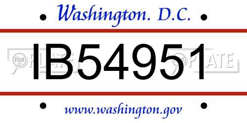 IB54951 District Of Columbia License Plate