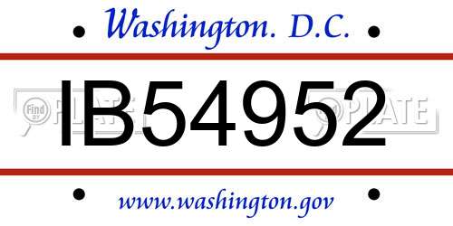 IB54952 District Of Columbia License Plate