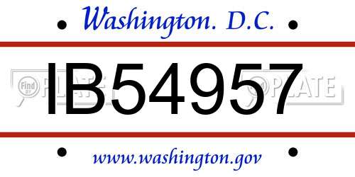IB54957 District Of Columbia License Plate