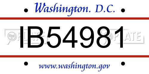 IB54981 District Of Columbia License Plate