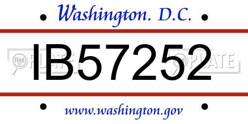 IB57252 District Of Columbia License Plate