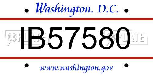 IB57580 District Of Columbia License Plate