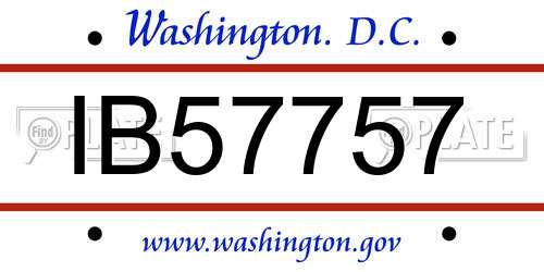 IB57757 District Of Columbia License Plate